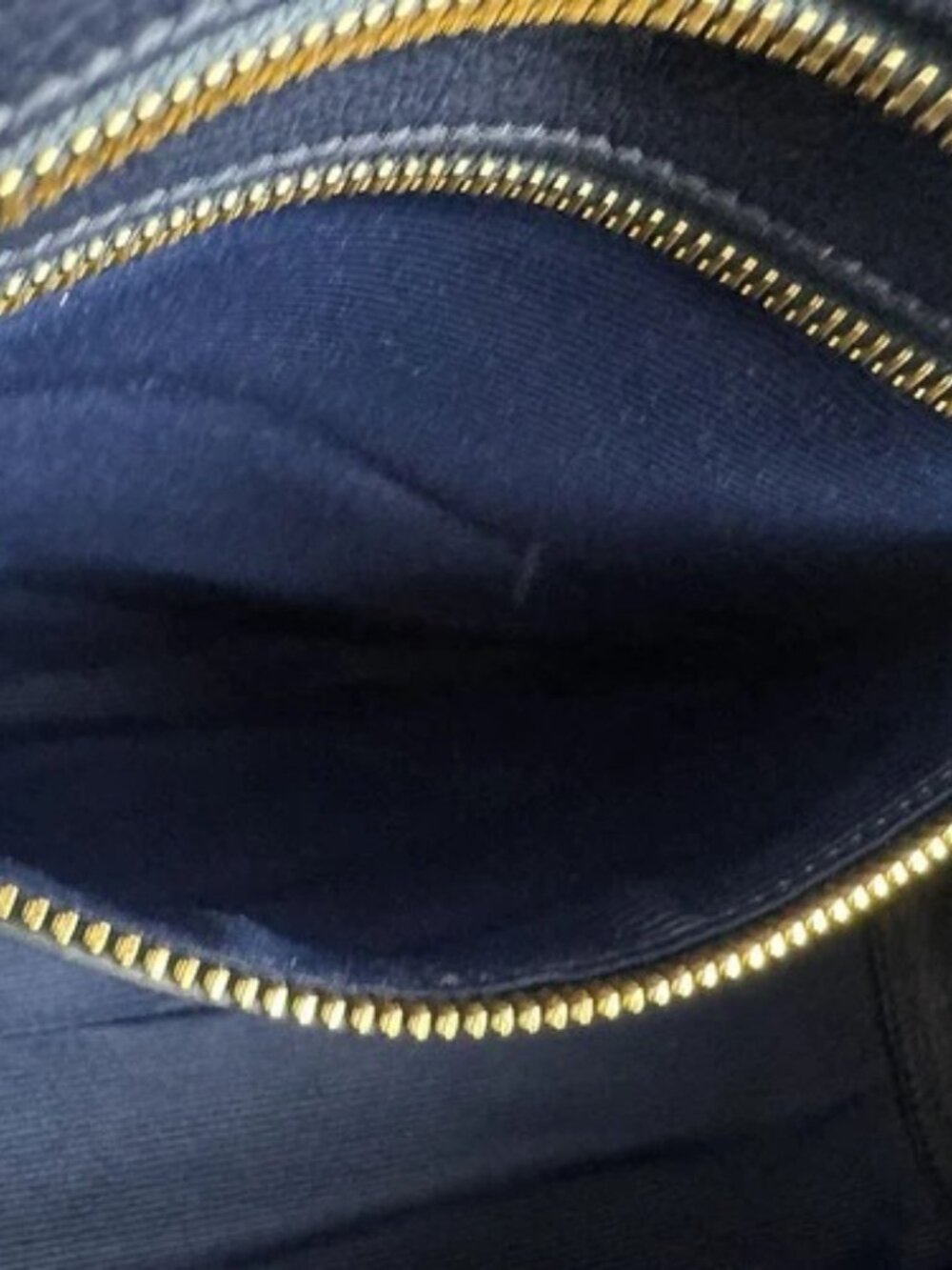 Auth PRADA Handbag Shoulder Bag Navy Leather/Goldtone - z8878 - Picture 6 of 14